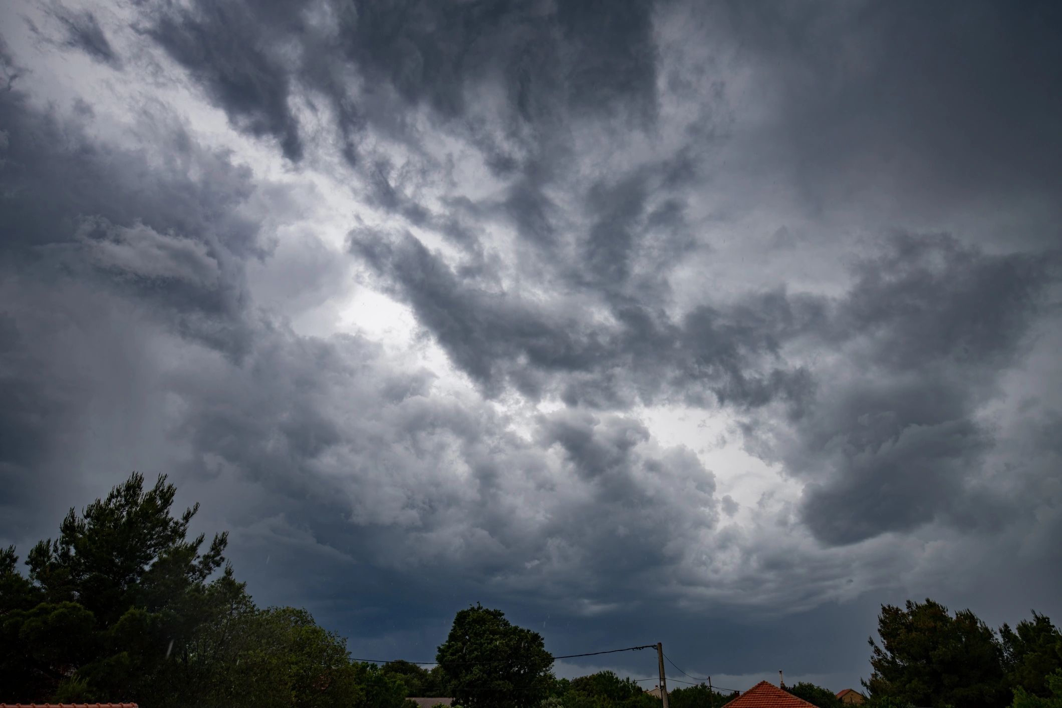 Dark storm clouds with heavy rainfall